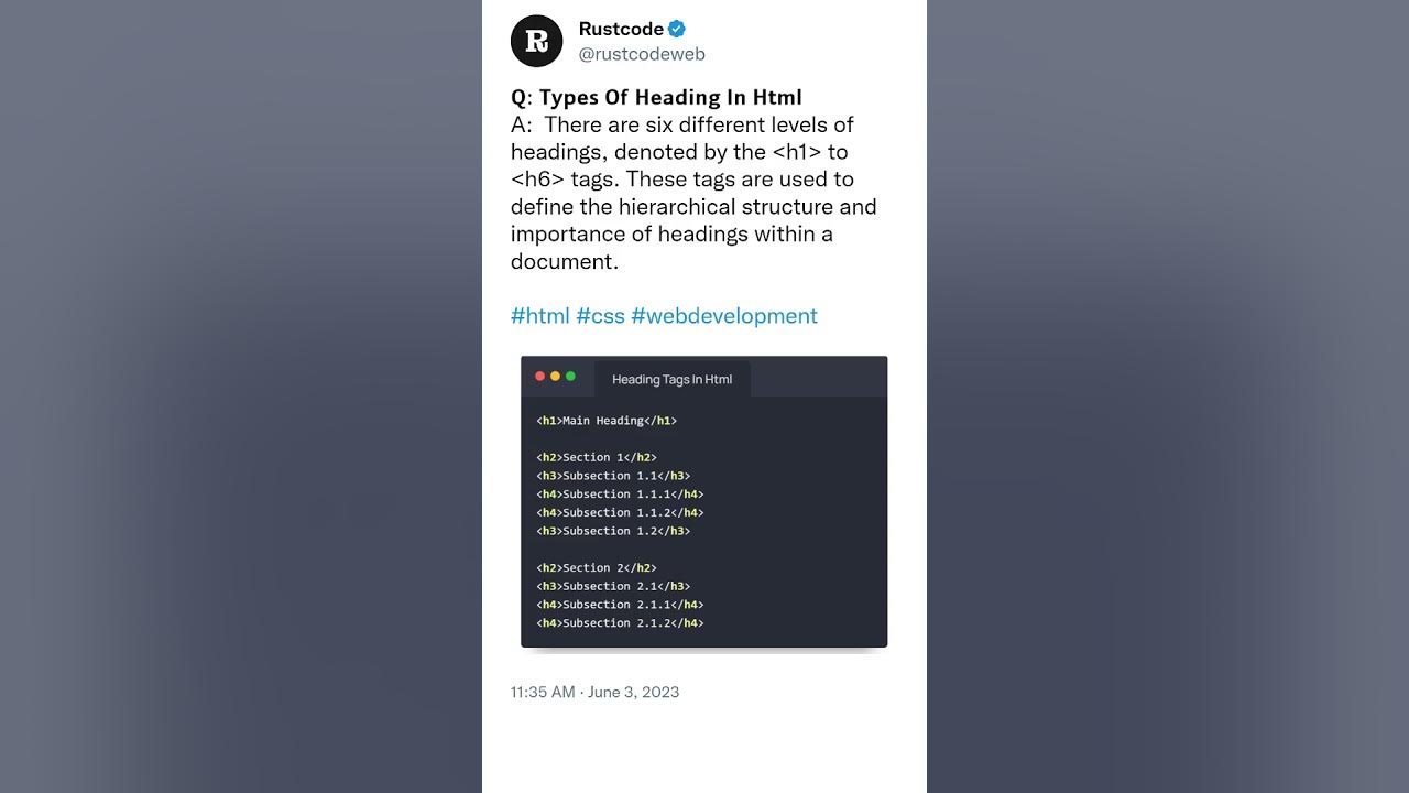 Types of heading in html youtube