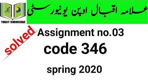aiou solved Assignment spring 2020 | code 346 Assignment no.03