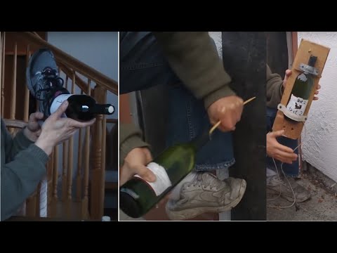 10 Ways To Open A Wine Bottle Without Corkscrew. Shoe experiment, Chopstick, Screws & Test Results