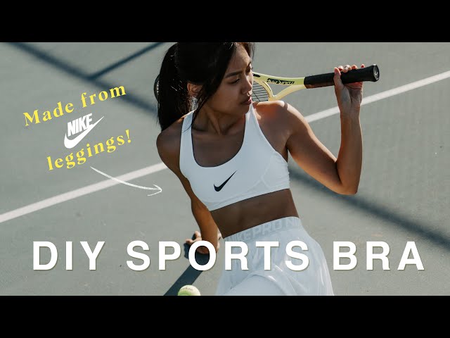 DIY SPORTS BRA, NIKE TENNIS GIRL OUTFIT - make a sports bra from leggings!, PART 2