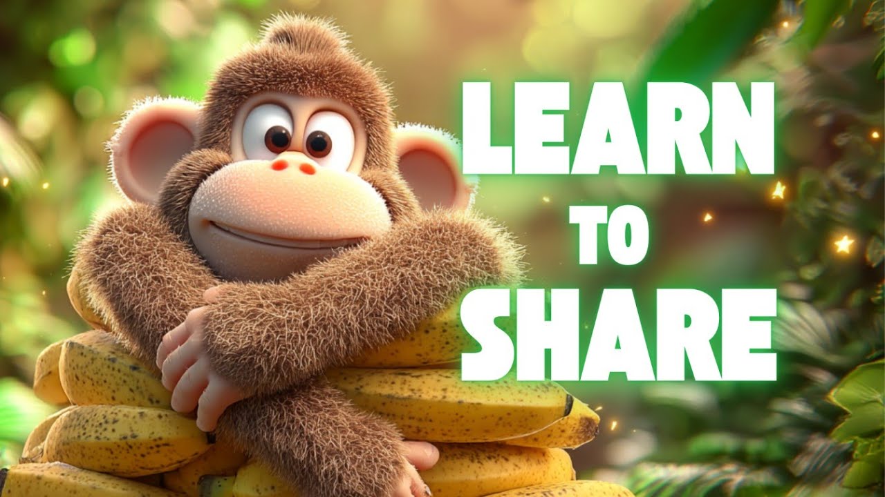 Greedy Monkey Learns to Share 🍌 | Moral Story for Kids | Sharing song | Sharing is Caring