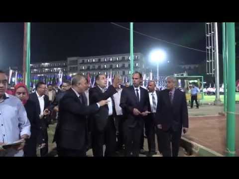 رئيس الجامعة ومحافظ الاقليم ومديرالامن فى جولة لملاعب المدينة الجامعية عقب الاحتفال