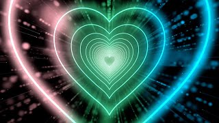 Heart Moving Background🩷💚🩵Heart Background | Neon Heart Tunnel Animated Background - SCOK
