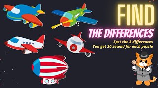 find the difference | find 3 differences | puzzle, games, challenge | family game | airplane#2 screenshot 3