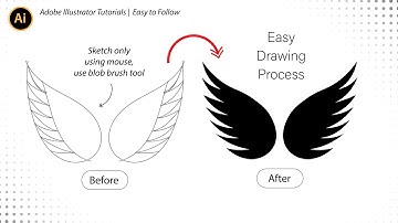 Easy How to Draw Simple Wing Icon in Adobe Illustrator Using Mouse