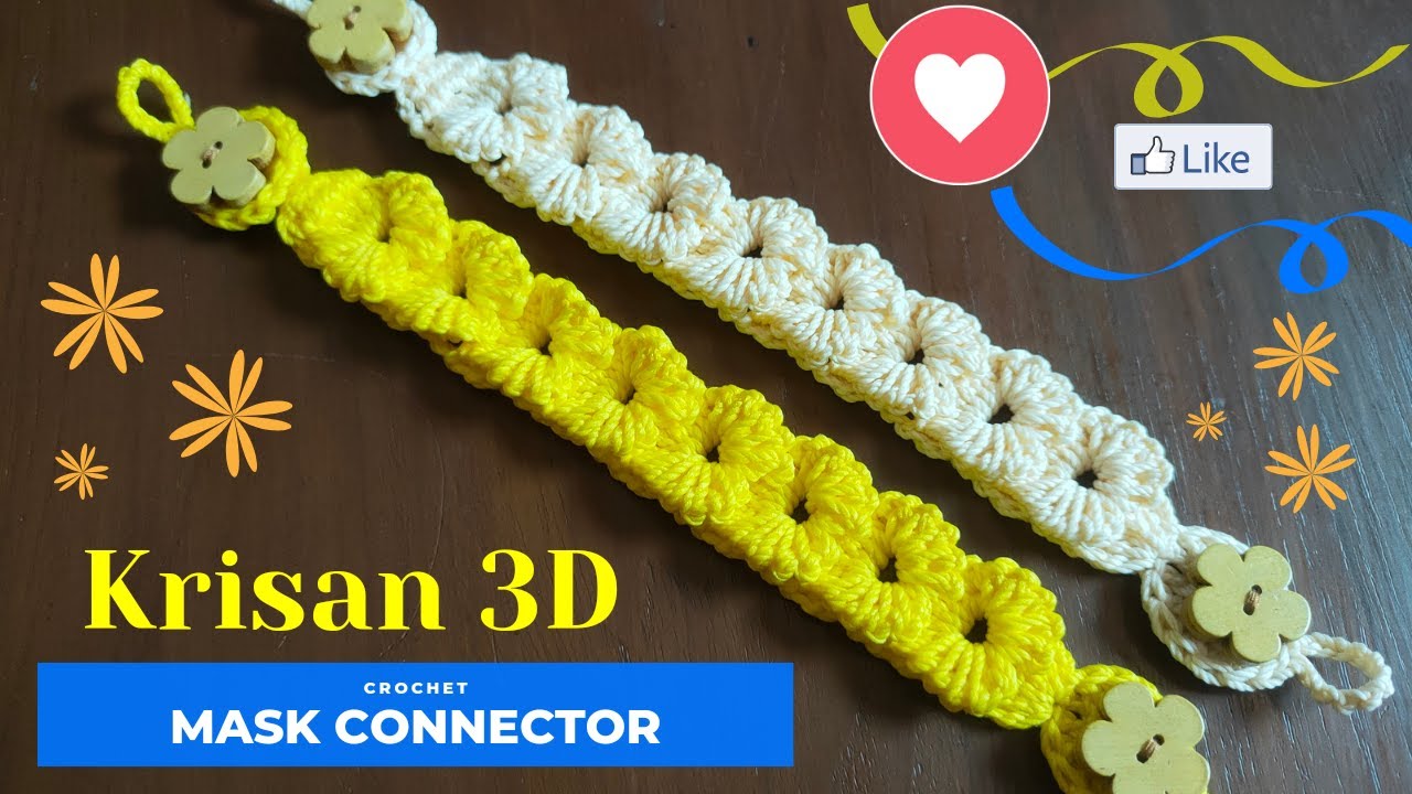 crochet mask connector | konektor masker rajut krisan 3D