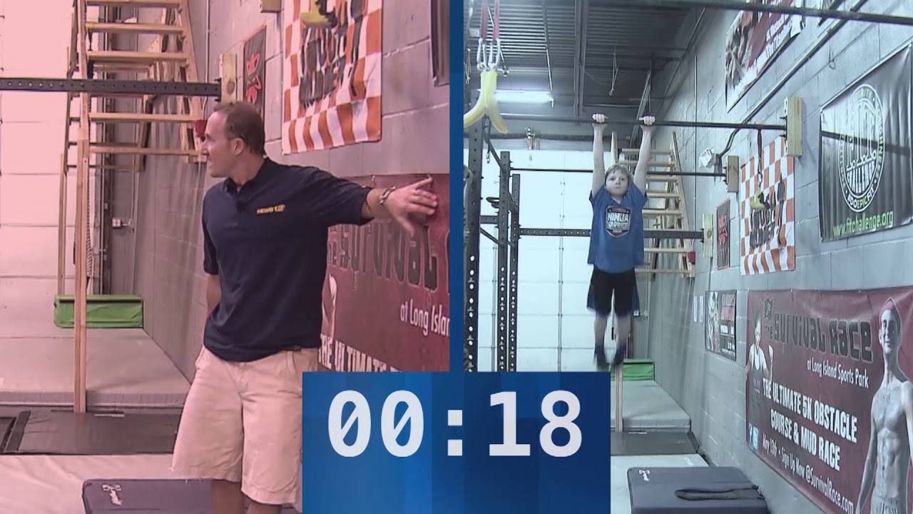 News 12's Jamie Stuart challenges 'American Ninja Warrior Junior' semifinalist - YouTube News 12