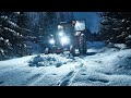 Old tractor plowing snow in north sweden