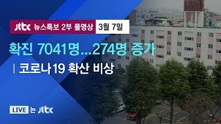 [코로나19 확산 비상] 274명 추가…누적 확진 7041명 - 3월 7일 (토) 뉴스특보 2부 풀영상 / JTBC News