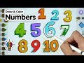 Learn coloring numbers 1 to 10 art drawing activity for kids