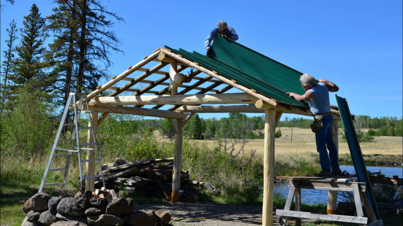 Building a Log Gazebo at Big Bar Lake - YouTube