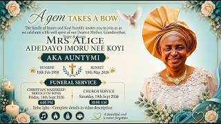 Information Funeral Service of Late Mrs. Alice Adedayo Imoru (AKA Auntymi) Update