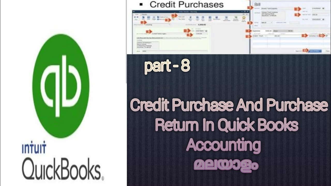 Credit Purchase And Purchase Return In Quick books Accounting Malayalam ...