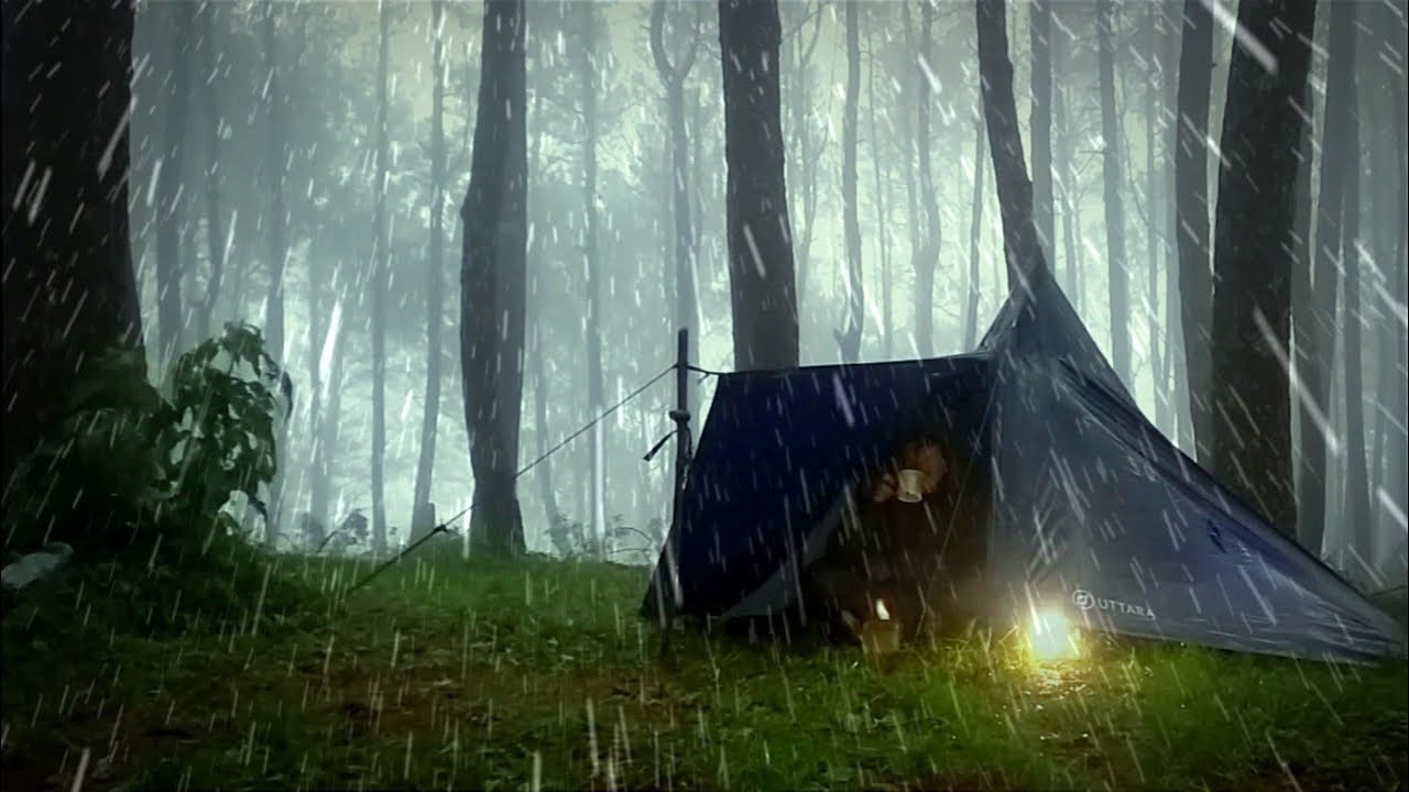2 Days in the Forest in Heavy Rain! - Solo Camping in Heavy Rain and ...