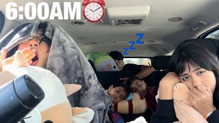 WE SPENT 24 HOURS IN THE CAR!*OVERNIGHT CHALLENGE*😱
