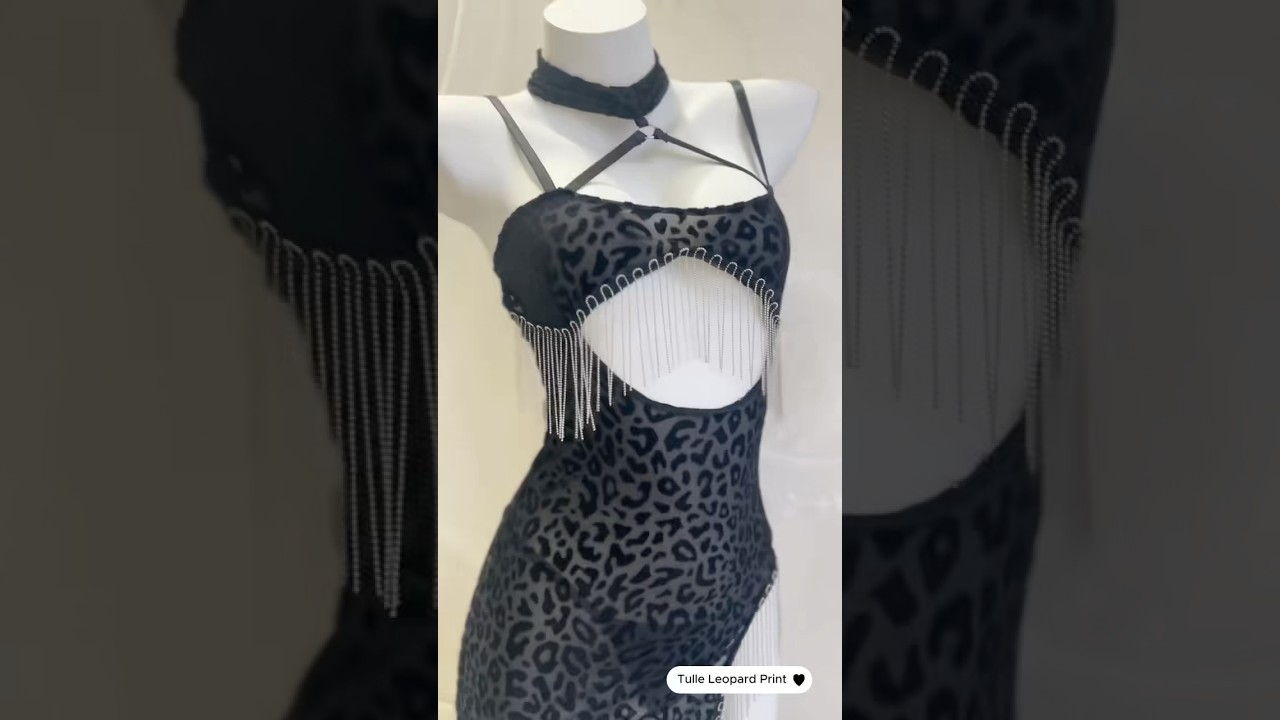 Black Leopard Print Sling Dress 