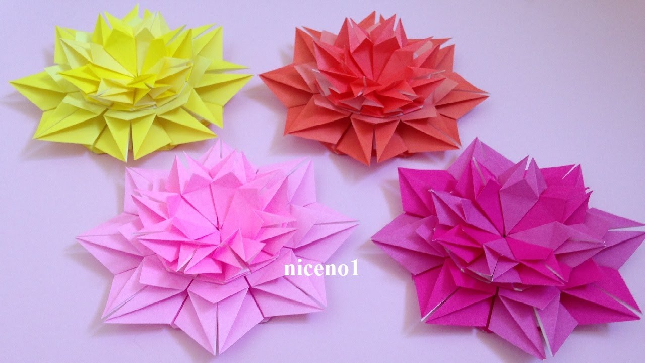 折り紙 菊の花 折り方 Origami Chrysanthemum Flower Tutorial Niceno1 Youtube