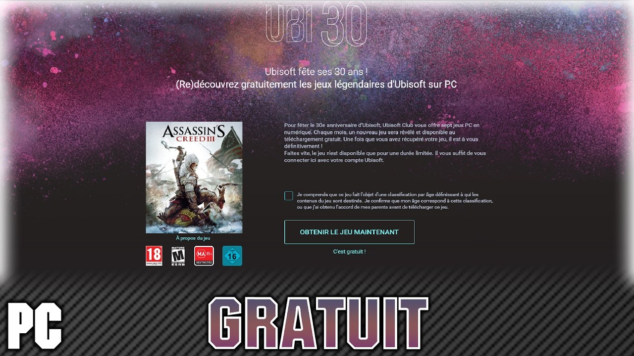 Ubi 30 Gratuit Assassin S Creed 3 Youtube
