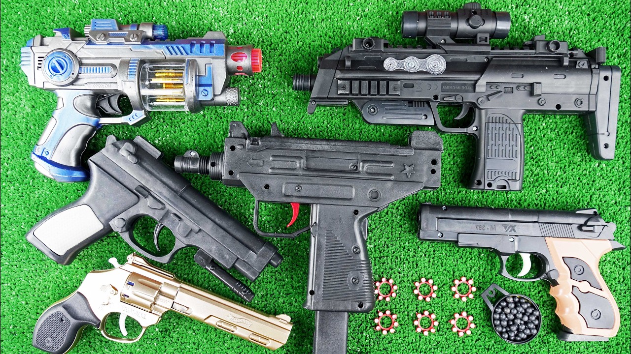 ULTIMATE Toy SMG & Pistol Test! Rapid‑Fire UZI Bead Blaster, Scoped MP7, Gold DX‑6137 Cap Revolver