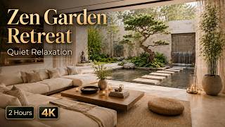Zen Garden Retreat | Quiet Relaxation Music & Water Sounds | 2 Hours 4K