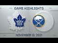 NHL Highlights | Maple Leafs vs. Sabres - Nov. 13, 2021