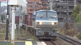 JR貨物 EF66-111号機(吹田)+コキ24両 貨物列車67レ(約1時間45分遅れ) 2019.10.19