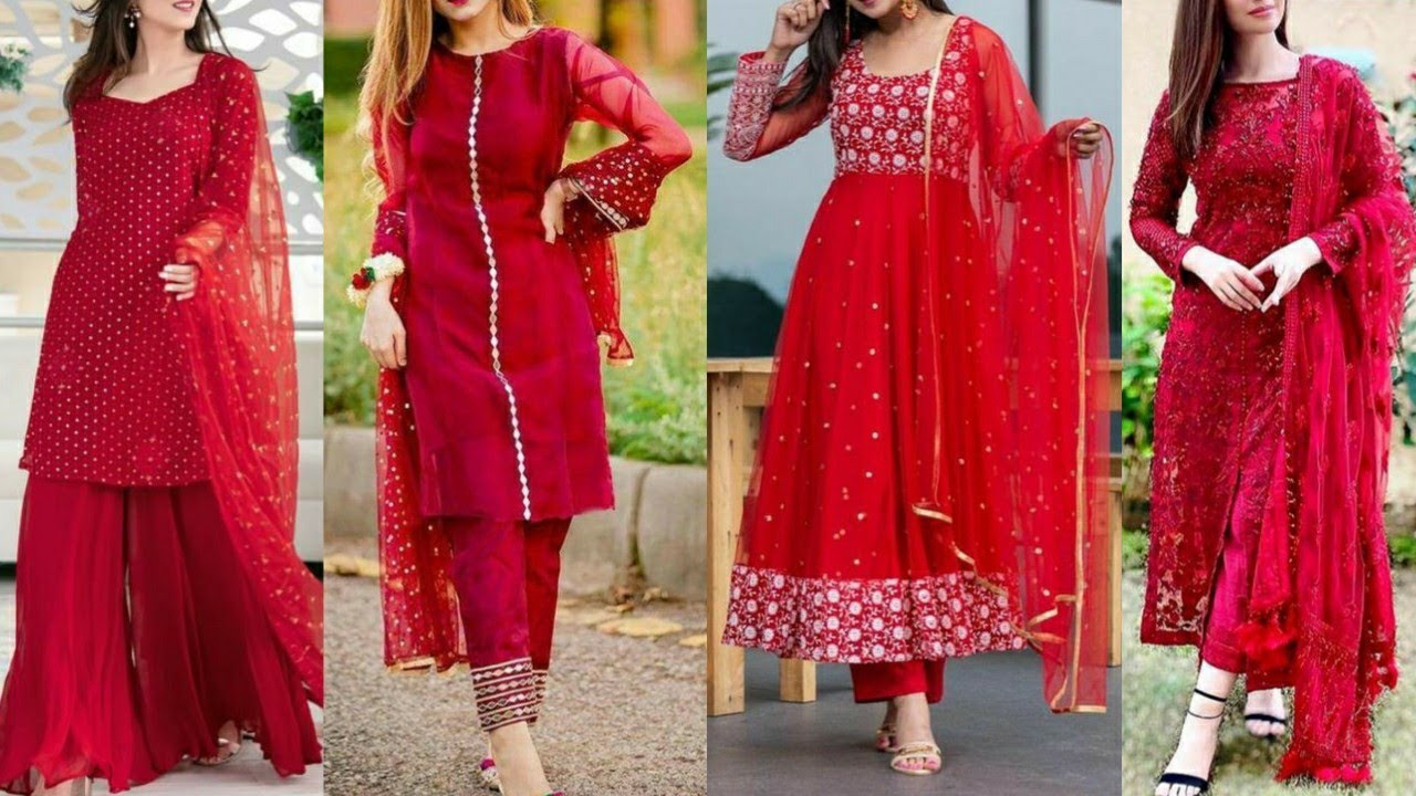 Top 16 Cute❣️ Red Colour Punjabi Suit Design #2021 | Red Colour Combination  Suit | Red Colour dress - YouTube