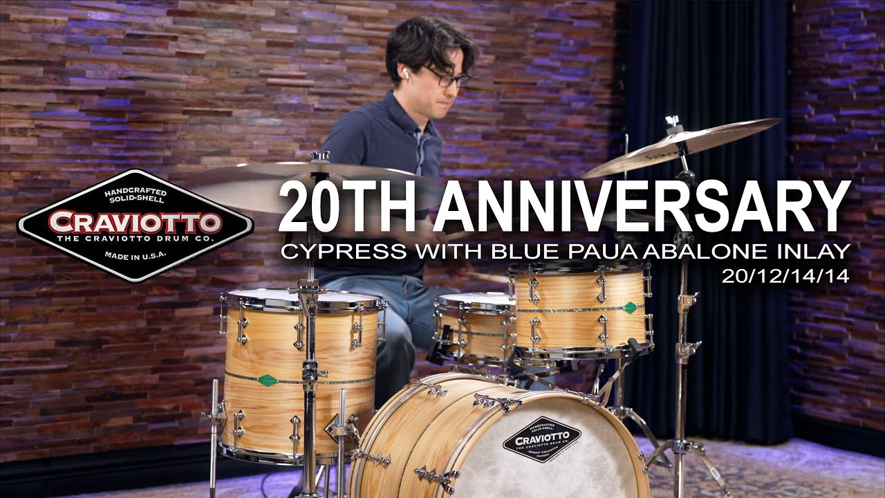 Craviotto 20th Anniversary Cypress Drum Set w/ Blue Paua Abalone