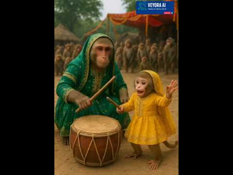 Baby Monkey Dancing Mama On The Dhol Wedding Vibes Gone Wild Monkey Shorts Cute Funny