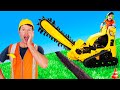 Lawn digger garbage trucks grass cutter for kids  blippi dress up toddler  min min playtime