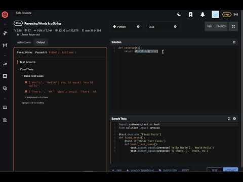 codewars python Reversing Words in a String