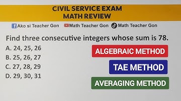 Consecutive Integer Problem - Civil Service Exam Math Reviewer @MathTeacherGon