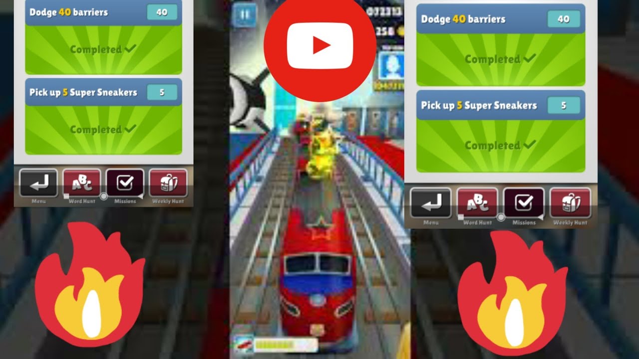 Subway Surfers Mission set 12 Dodge 40 Barriers and Pick up 5 Sneakers - Yo...