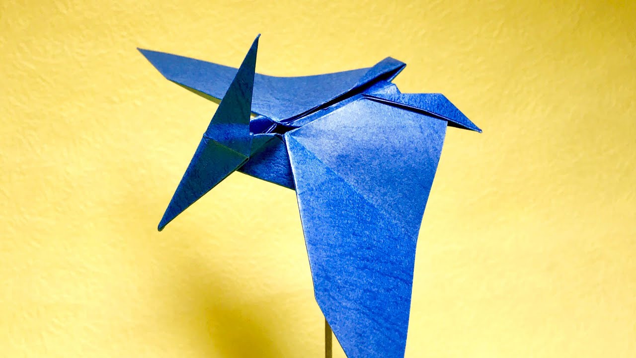 恐竜折り紙 プテラノドン さく Origami Pteranodon By Sakusaku858 Youtube