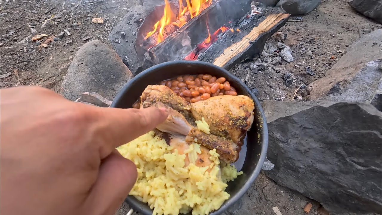 Campfire Chicken, Rice and Beans and Dropping Camera Batteries in ...