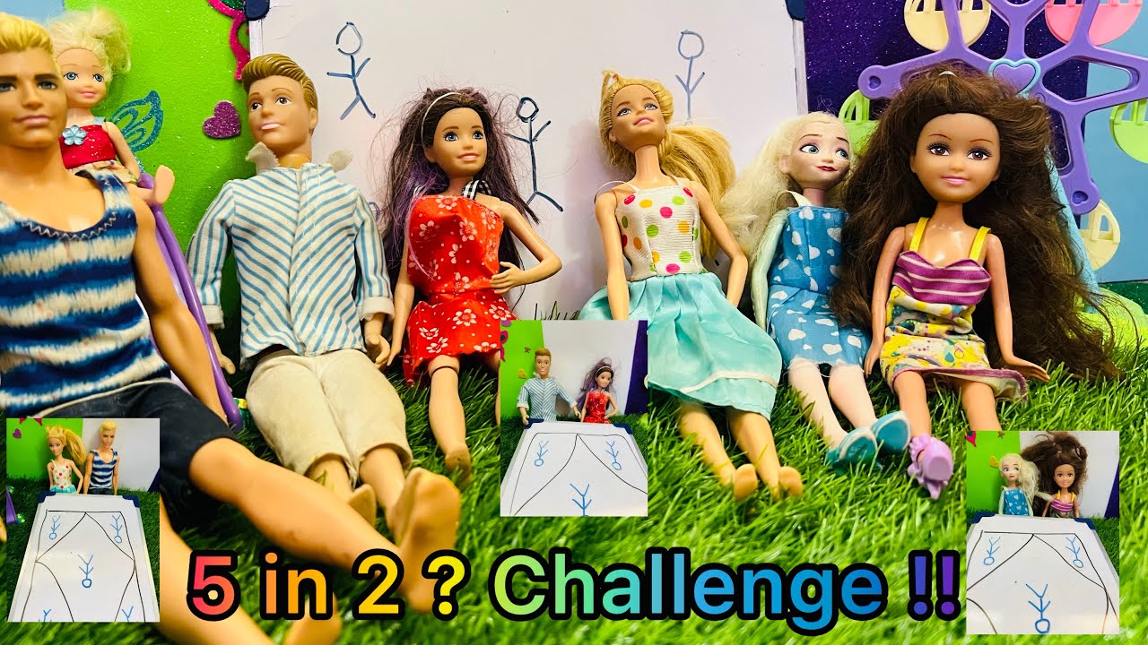 Crazy Room Challenge : 5 in 2 ! Elsa and Anna , Games , two squares , 5 people 