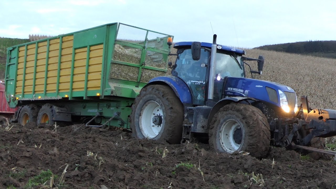 New Holland T7.270 Gets TOTALLY STUCK in MUDHOLE During Corn Chopping 2019 | Maisernte | DK Agri