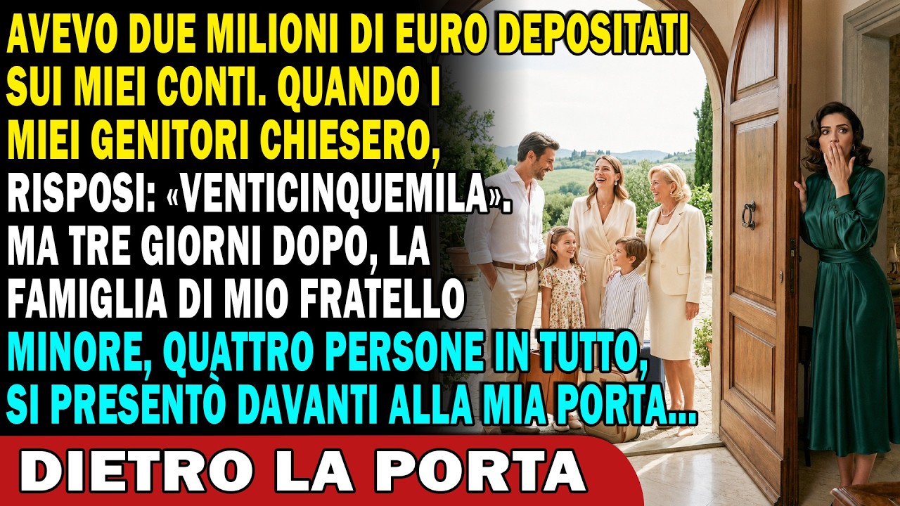 Mia madre, con la voce rotta dal pianto, mi ha appena riattaccato in faccia dopo che le ho detto: "Non pagherò i debiti di gioco di Davide." Ho due milioni di euro sul conto, ma l'ho detto a...