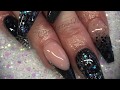 Acrylic nails - black sparkle design