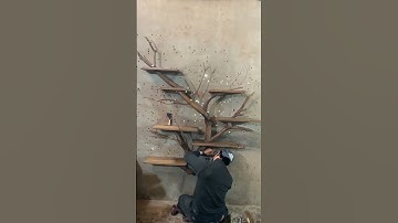 DIY Tree Branch Wall Bookshelf Floating Custom Decor