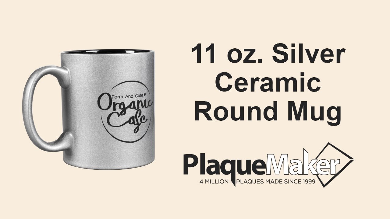 Personalized 11 oz. Silver Ceramic Round Mug - PlaqueMaker.com