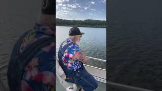 I caught a whale of a fish off the pontoon boat