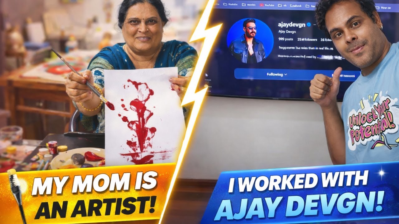 Ajay Devgn Film Animation Work | Mom Art Drawing + Yoga | Gujarati Family Vlog