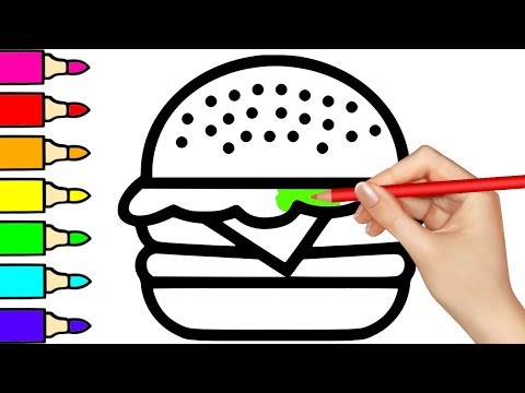 coloring-pages-with-burger-fast-food-colors-for-kids-drawing-|-baby-songs
