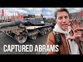 Upclose look at captured abrams and leopard in moscow