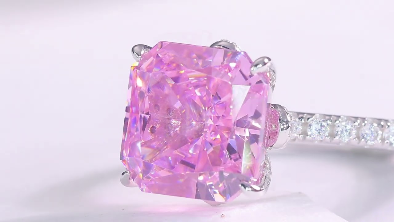 💎 STUNNING PINK PRINCESS-CUT RING ✨ | Luxe Square Gemstone & Diamond Band Elegance 💍