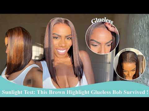 Glueless Bob with Highlights That Come Alive in the Sun – You Need to See✨MyFirstWig