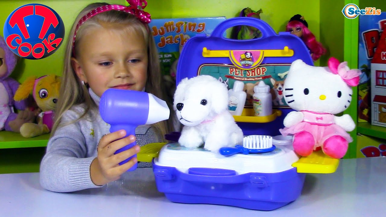 ХЕЛЛО КИТТИ и Ярослава открывают САЛОН КРАСОТЫ ДЛЯ ЖИВОТНЫХ игры для детей Hello Kitty Unboxing