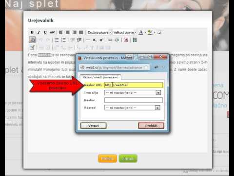 Web5 si - spletna stran v 5 minut (vstavljanje url povezave)