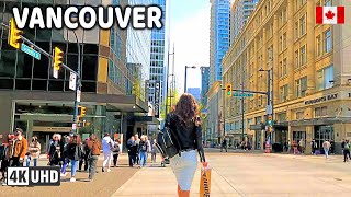 🇨🇦 【4K】☀️🌸 Downtown Vancouver BC, Canada. Amazing sunny day. Relaxing Walk.